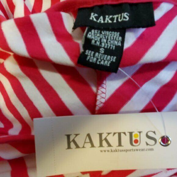 Kaktus Hot Pink & White Striped Poncho Style Top Size S NEW w/ Tags Boho Artsy - Picture 8 of 12